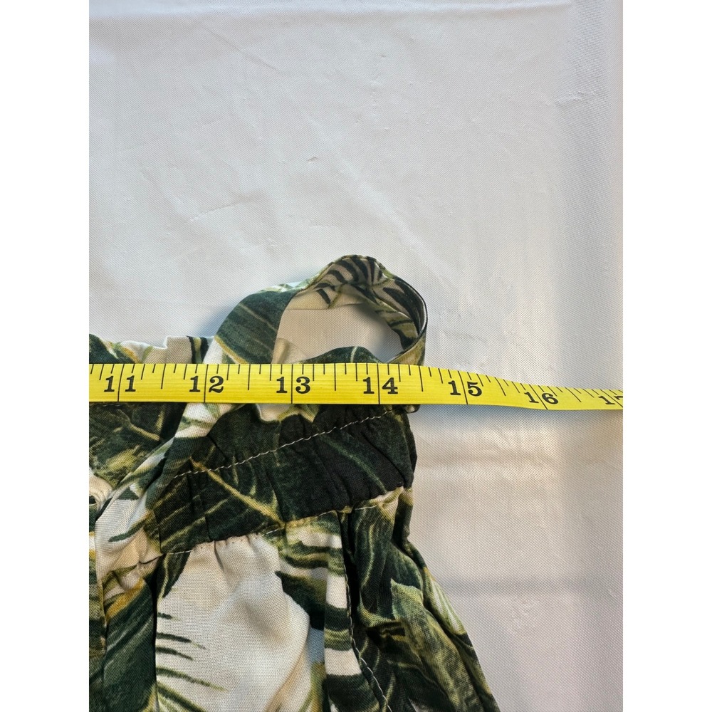 HM Tropical Leaf Print Paperbag Waist Pants Green White Viscose Size 10 NWT - Picture 5 of 8